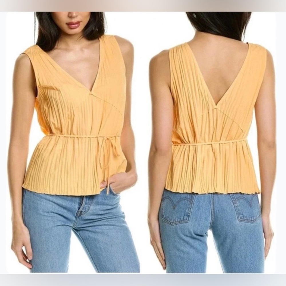 Vince Crushed Double V-Neck Tank medium NWOT light orange